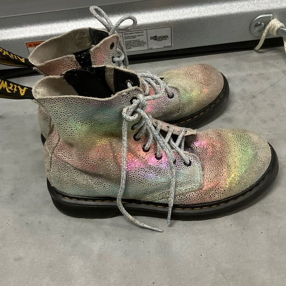 Dr. Martens Shoes - DR. MARTENS Pascal 1460 Iridescent Rainbow Lace Up Unicorn Suede Combat Boots 5
